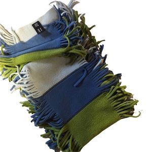 Gap multicolored fringed scarf 64 inch blue gray and lime